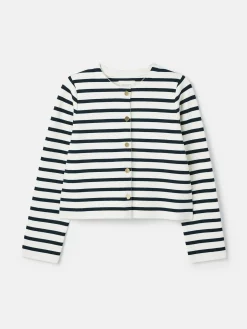 Constance Cream & Navy Striped Cotton Cardigan