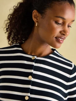 Constance Navy & White Striped Cotton Cardigan