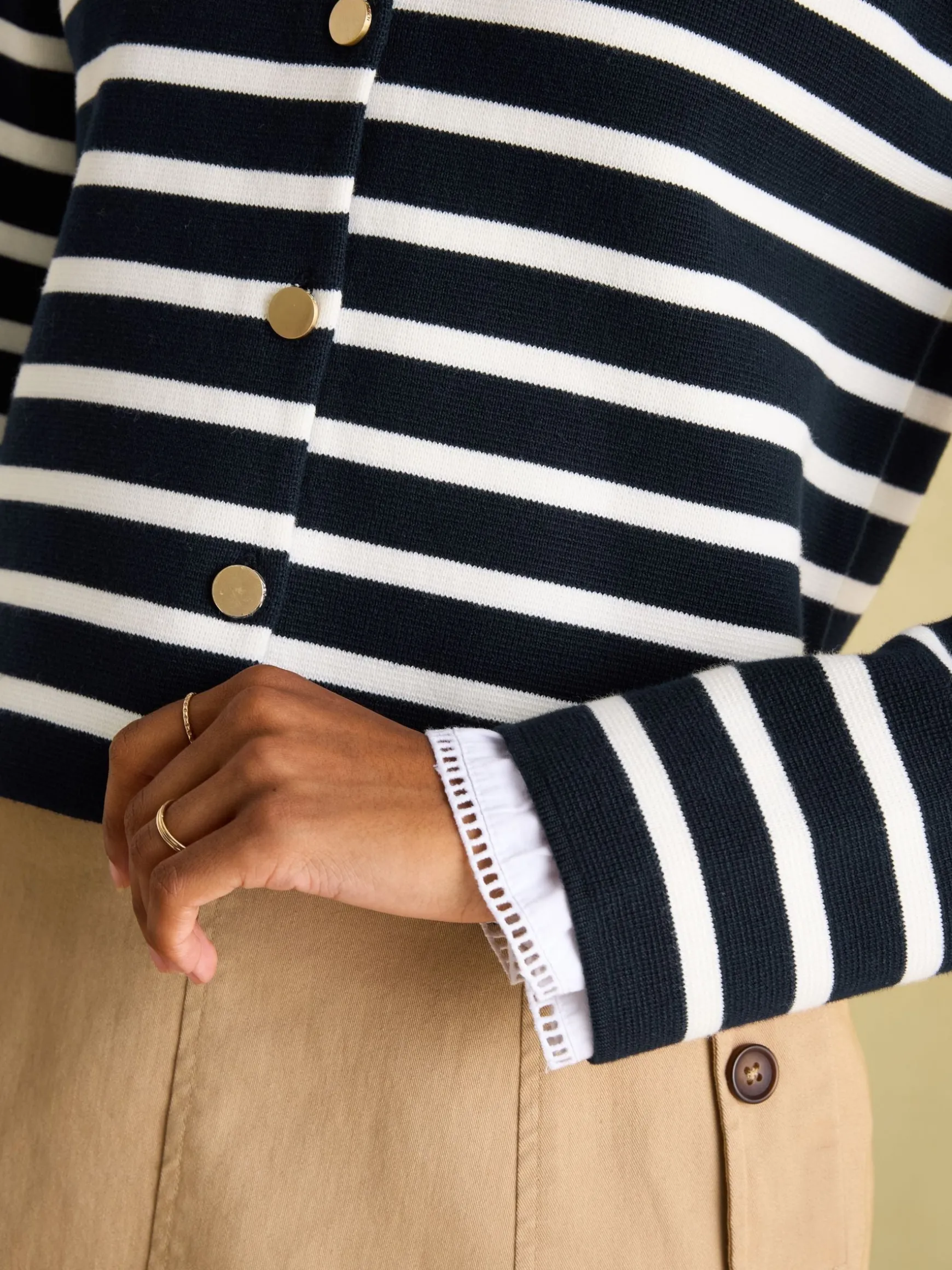 Constance Navy & White Striped Cotton Cardigan