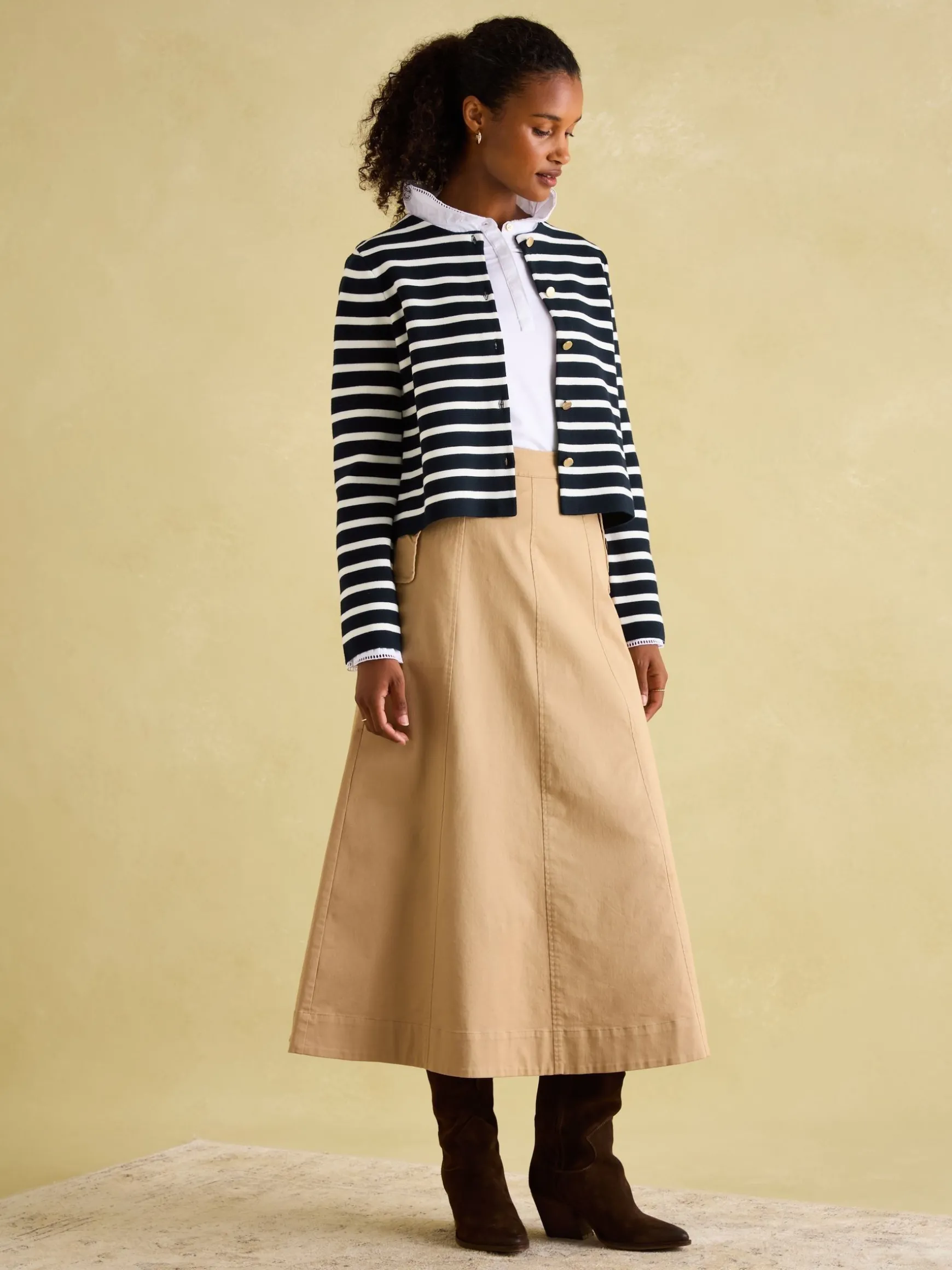 Constance Navy & White Striped Cotton Cardigan