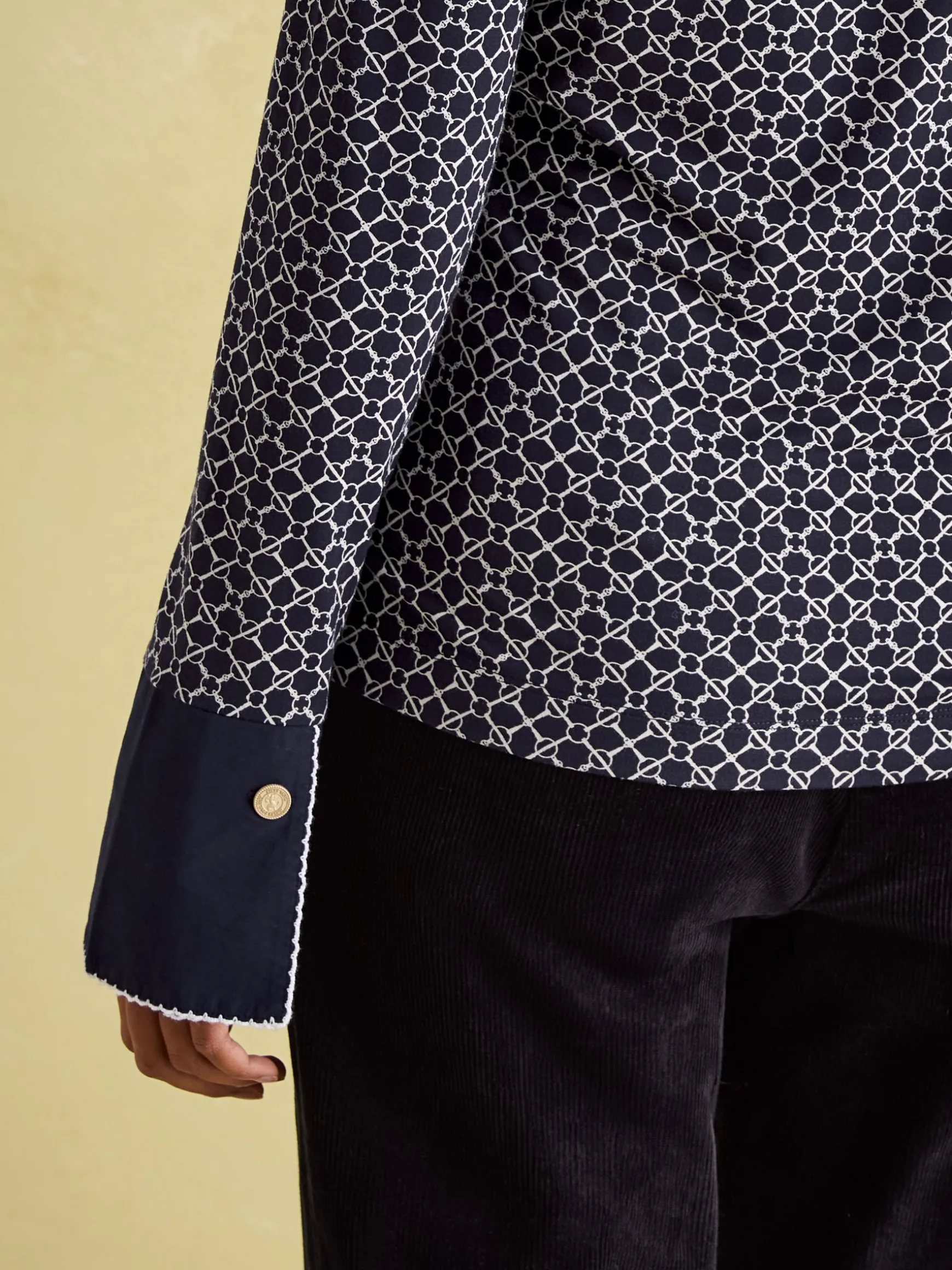 Cordelia Navy geo Long Sleeve Top