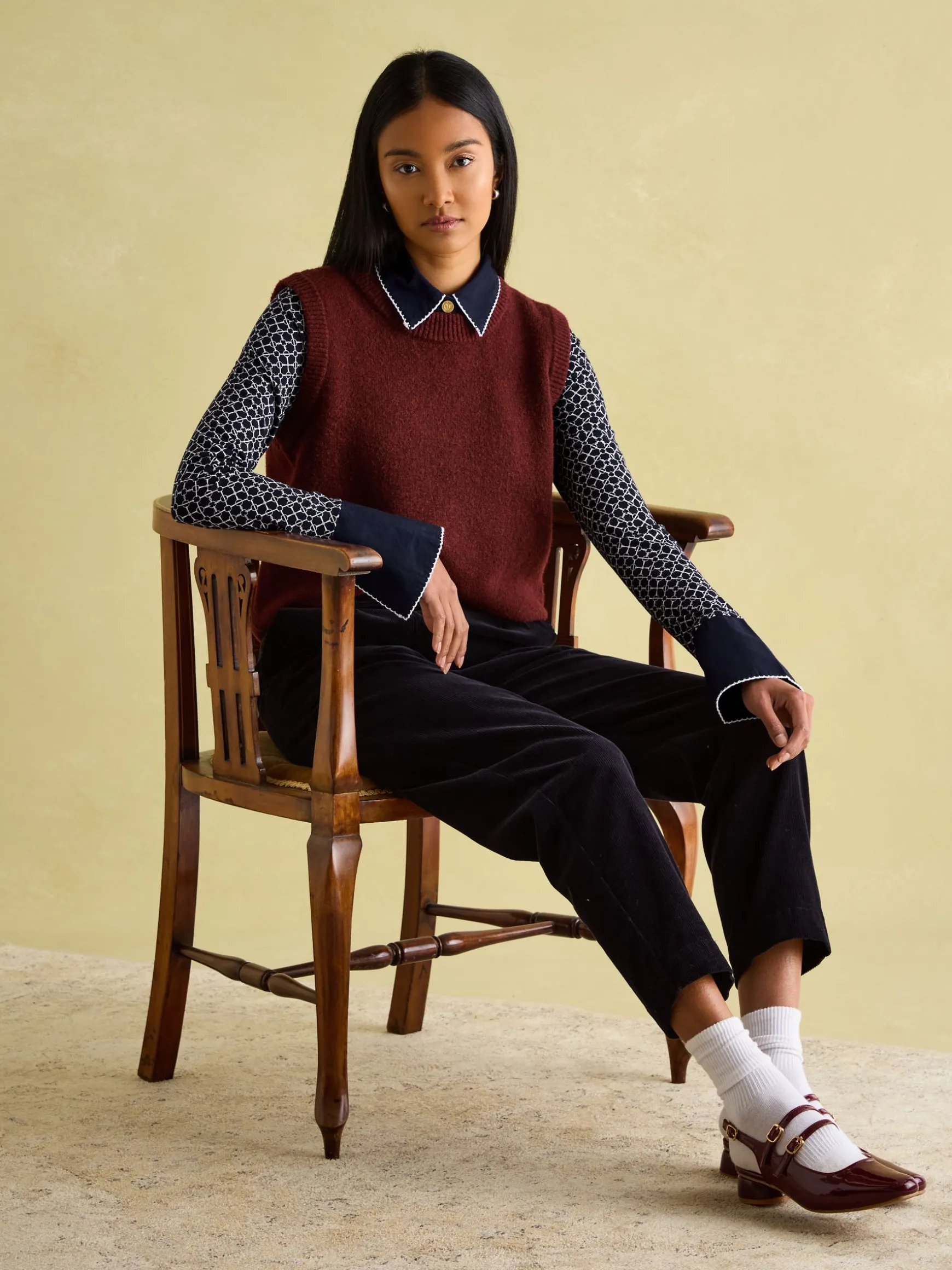 Cordelia Navy geo Long Sleeve Top