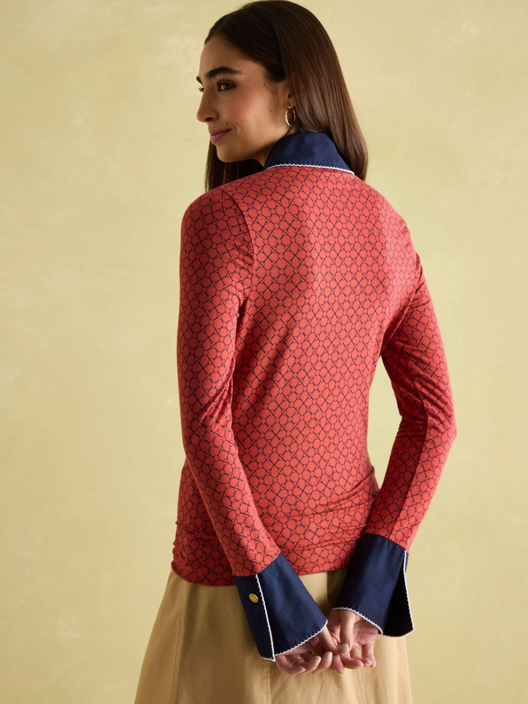 Cordelia Red Geo Long Sleeve Top