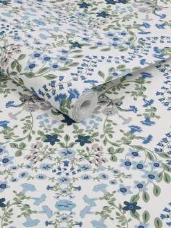 Cream Symmetrical Trellis Ditsy 10M Wallpaper