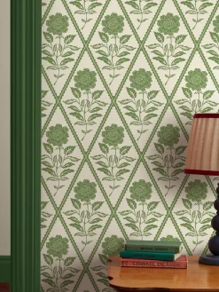 CreamGreen Juliette Floral Print 10M Wallpaper