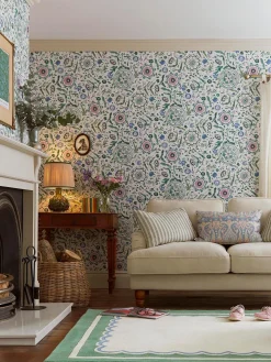 Cream/Multi Festival Flowers 10M Wallpaper