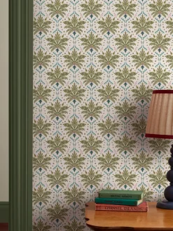 Cream/Multi Palm Geo Print 10M Wallpaper