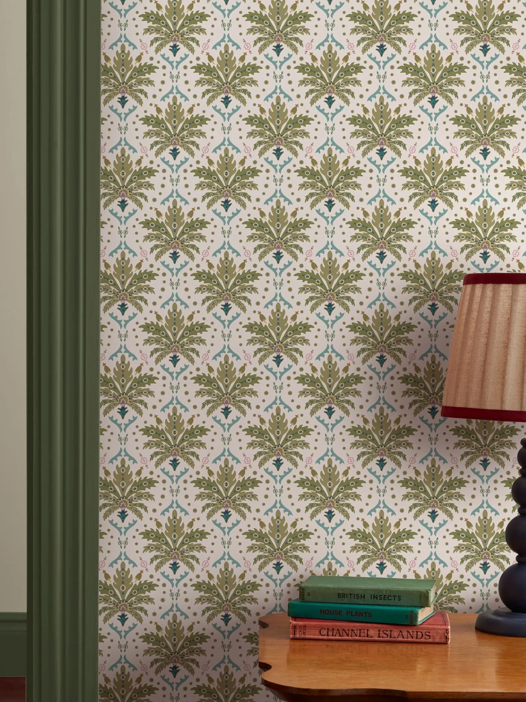 Cream/Multi Palm Geo Print 10M Wallpaper