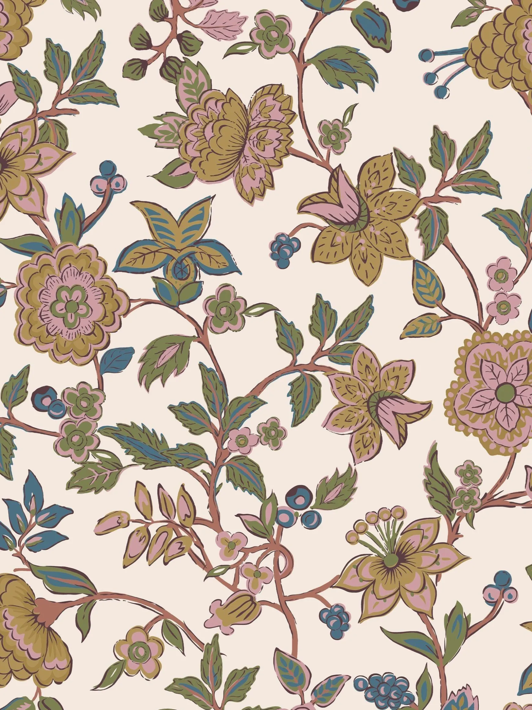 Cream/Multi Scot Floral 10M Wallpaper