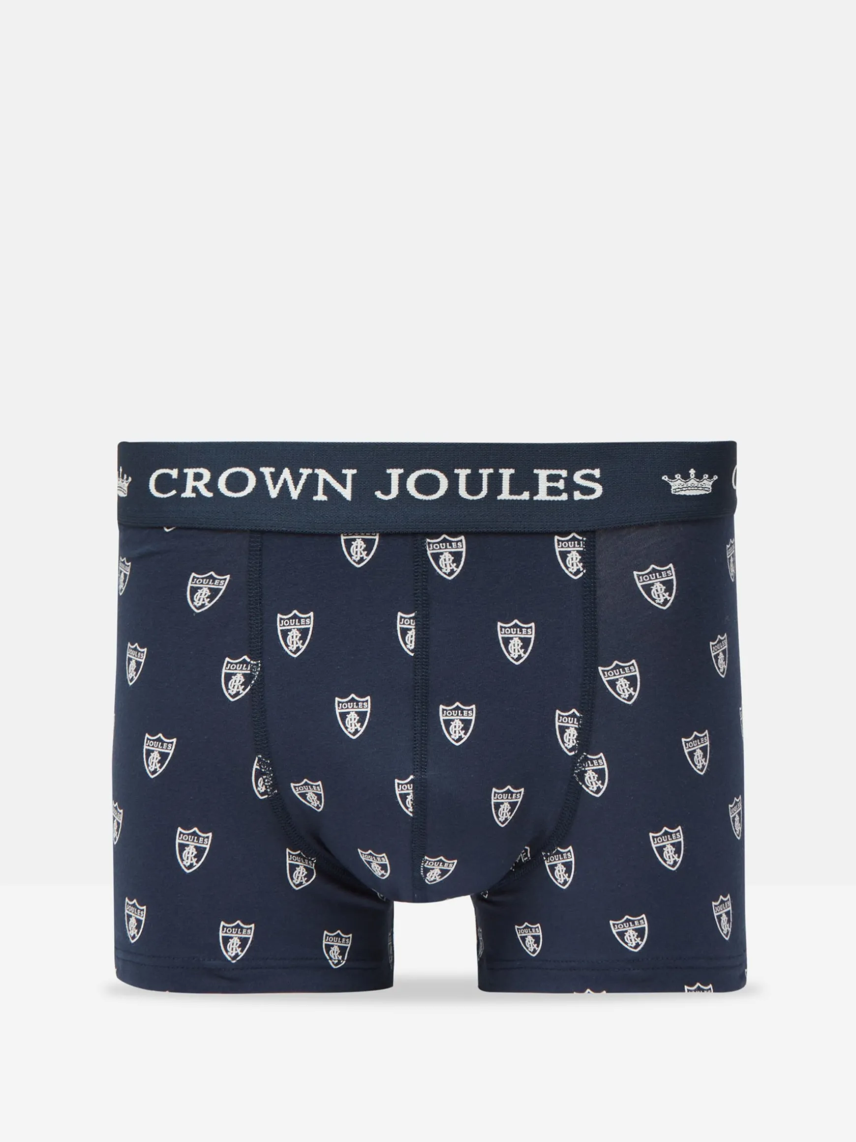 Crown Joules Navy & White Crest Pack of Two Cotton Boxers