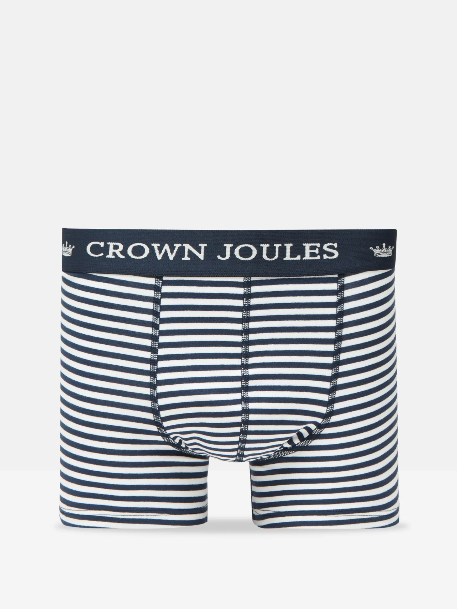 Crown Joules Navy & White Crest Pack of Two Cotton Boxers
