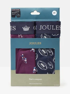 Crown Joules Navy/Purple Pack of Two Cotton Boxers