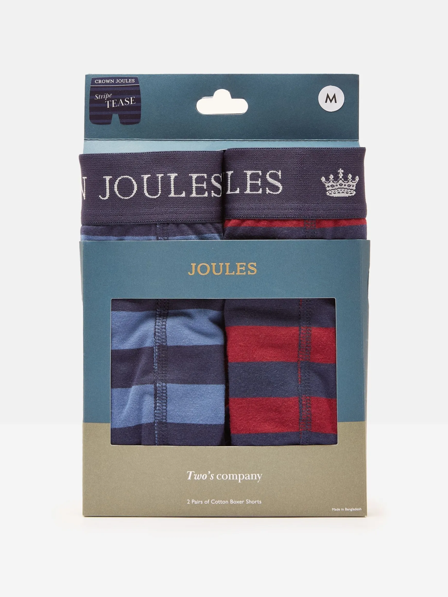 Crown Joules Red/Blue Pack of Two Cotton Boxers