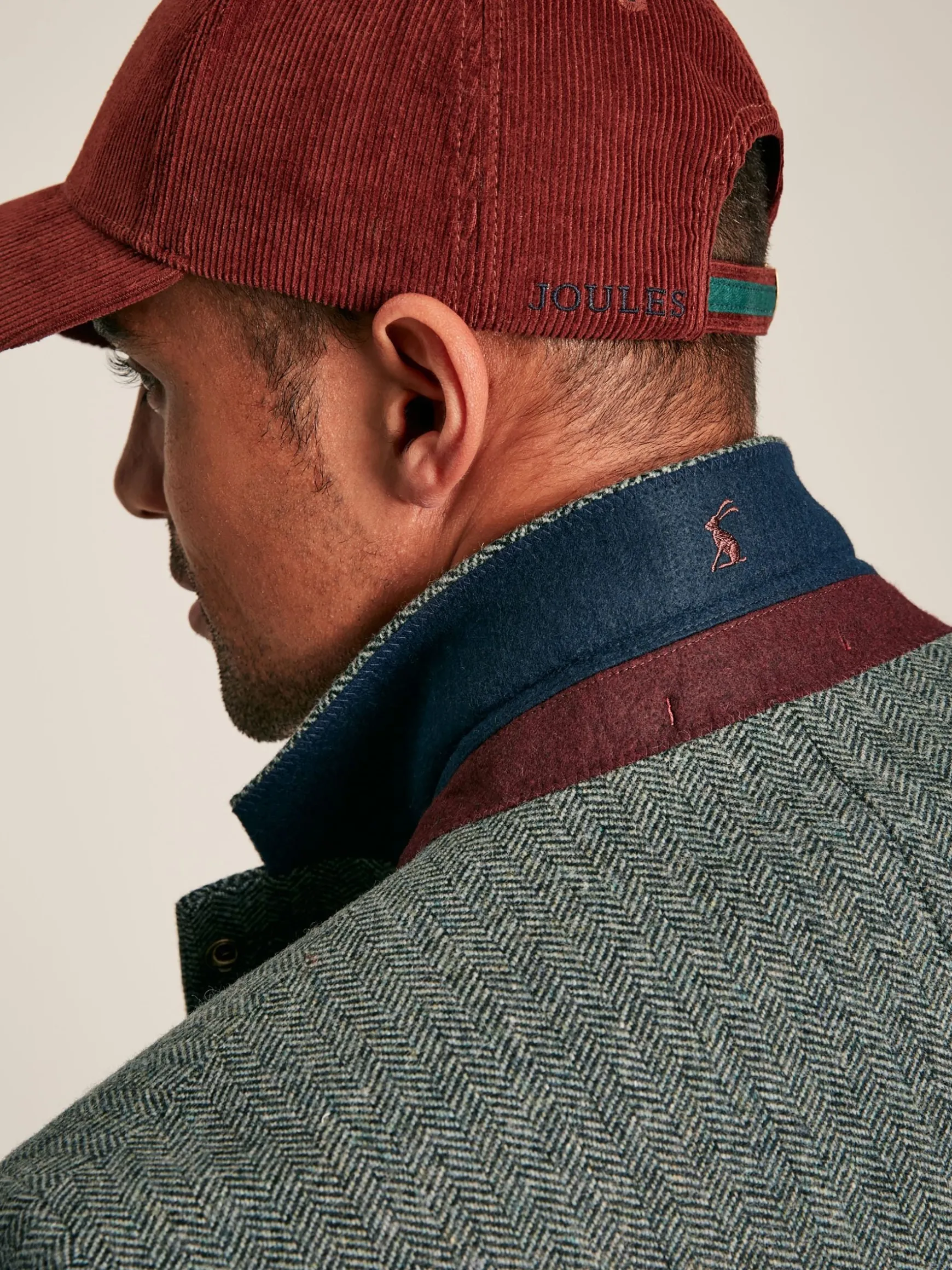 Dark Green Herringbone Texture Slim Fit Blazer