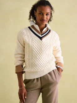 Dawson Cream Cable Knit Cricket Jumper