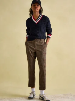 Dawson Navy Cable Knit Cricket Jumper