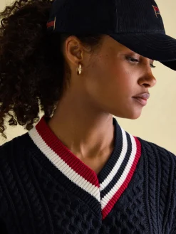 Dawson Navy Cable Knit Cricket Jumper