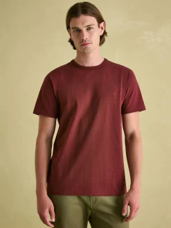 Denton Burgundy Heavyweight Jersey 100% Cotton Crew Neck T-Shirt
