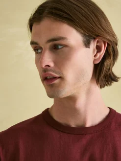 Denton Burgundy Heavyweight Jersey 100% Cotton Crew Neck T-Shirt