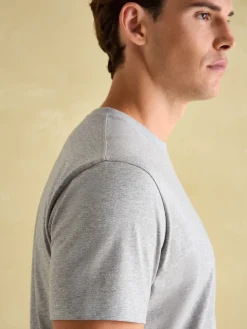 Denton Grey Lightweight Jersey 100% Cotton Crew Neck T-Shirt