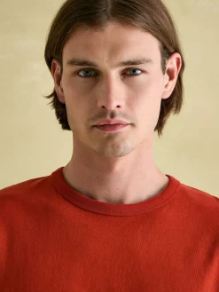 Denton Orange Heavyweight Jersey 100% Cotton Crew Neck T-Shirt