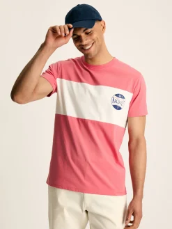Denton Pink Colourblock Jersey Crew Neck T-Shirt