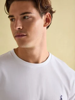 Denton White Lightweight Jersey 100% Cotton Crew Neck T-Shirt