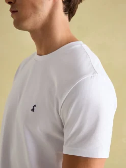 Denton White Lightweight Jersey 100% Cotton Crew Neck T-Shirt