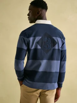 Edgeford Navy Embellished Cut And Sew Rugby Shirt