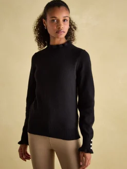 Edith Black Frill Neck Jumper