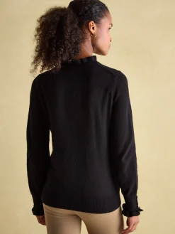 Edith Black Frill Neck Jumper