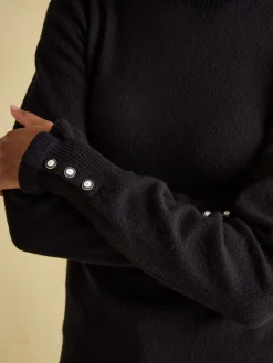 Edith Black Frill Neck Jumper