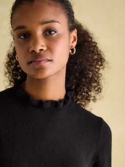 Edith Black Frill Neck Jumper
