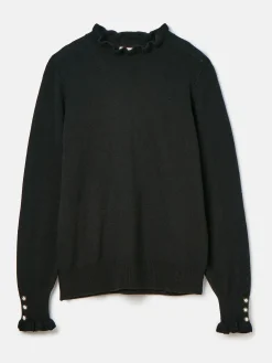 Edith Black Frill Neck Jumper