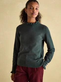 Edith Green Frill Neck Jumper