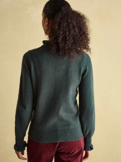 Edith Green Frill Neck Jumper