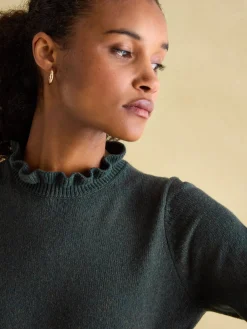 Edith Green Frill Neck Jumper