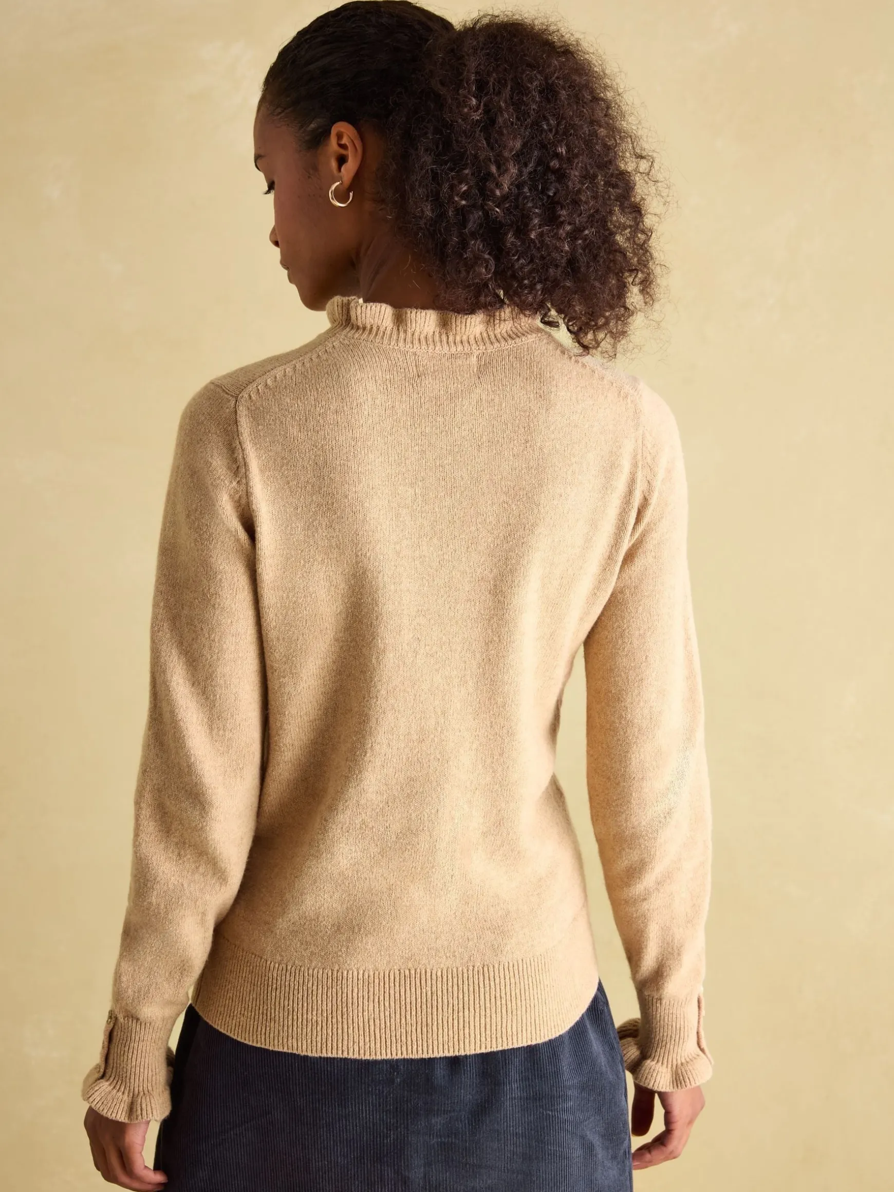 Edith Oat Frill Neck Jumper