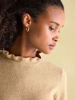 Edith Oat Frill Neck Jumper