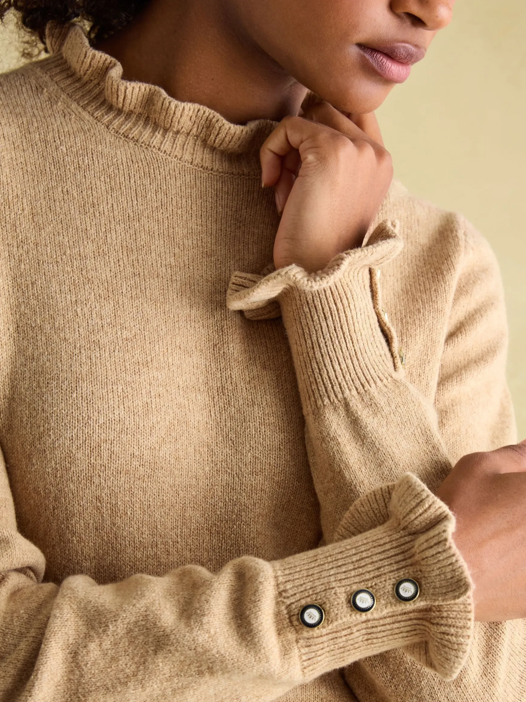 Edith Oat Frill Neck Jumper