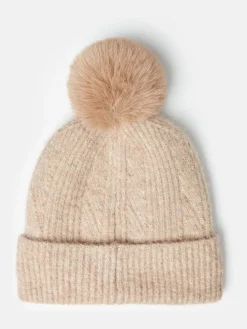 Effie Camel Knitted Bobble Hat