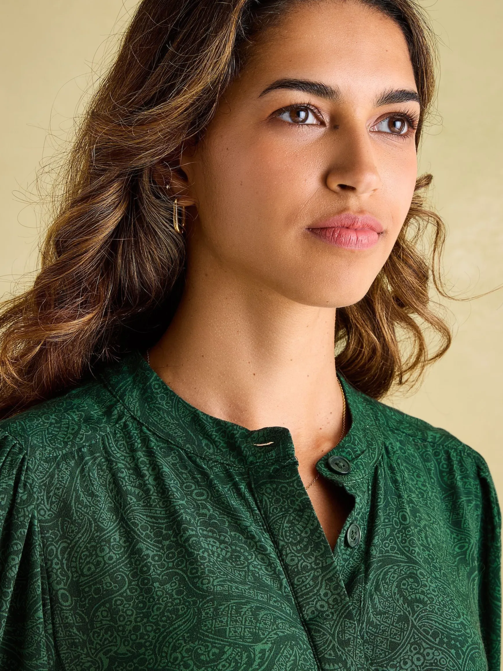 Elena Green Paisley Button Down Maxi Dress