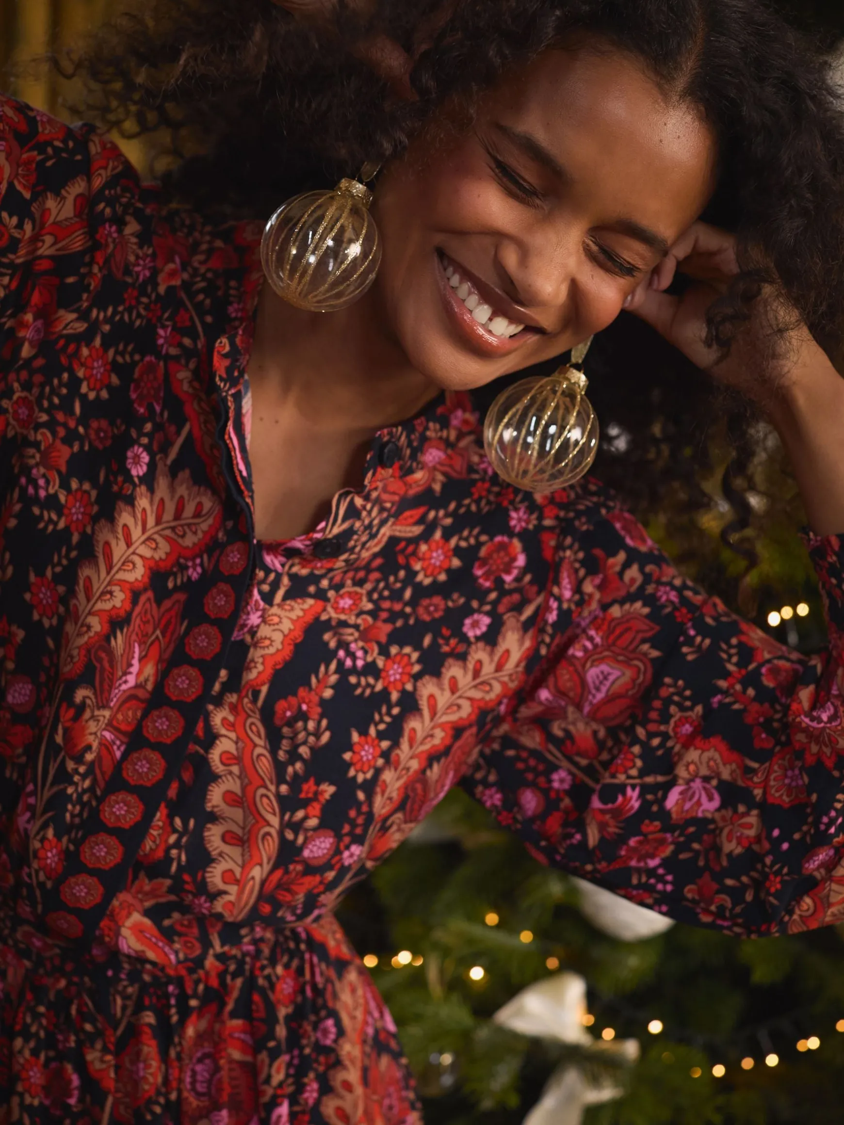 Elena Navy Floral Button Down Maxi Dress