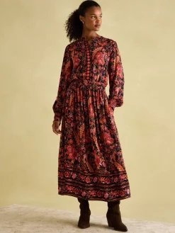Elena Navy Floral Button Down Maxi Dress
