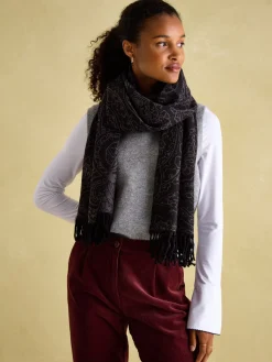 Elissa Black & Grey Double-Sided Jacquard Scarf