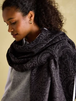 Elissa Black & Grey Double-Sided Jacquard Scarf
