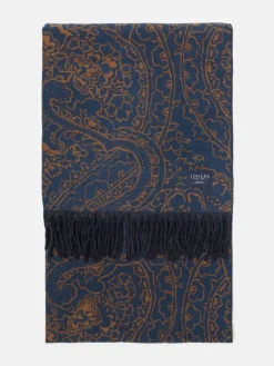 Elissa Navy & Camel Double-Sided Jacquard Scarf