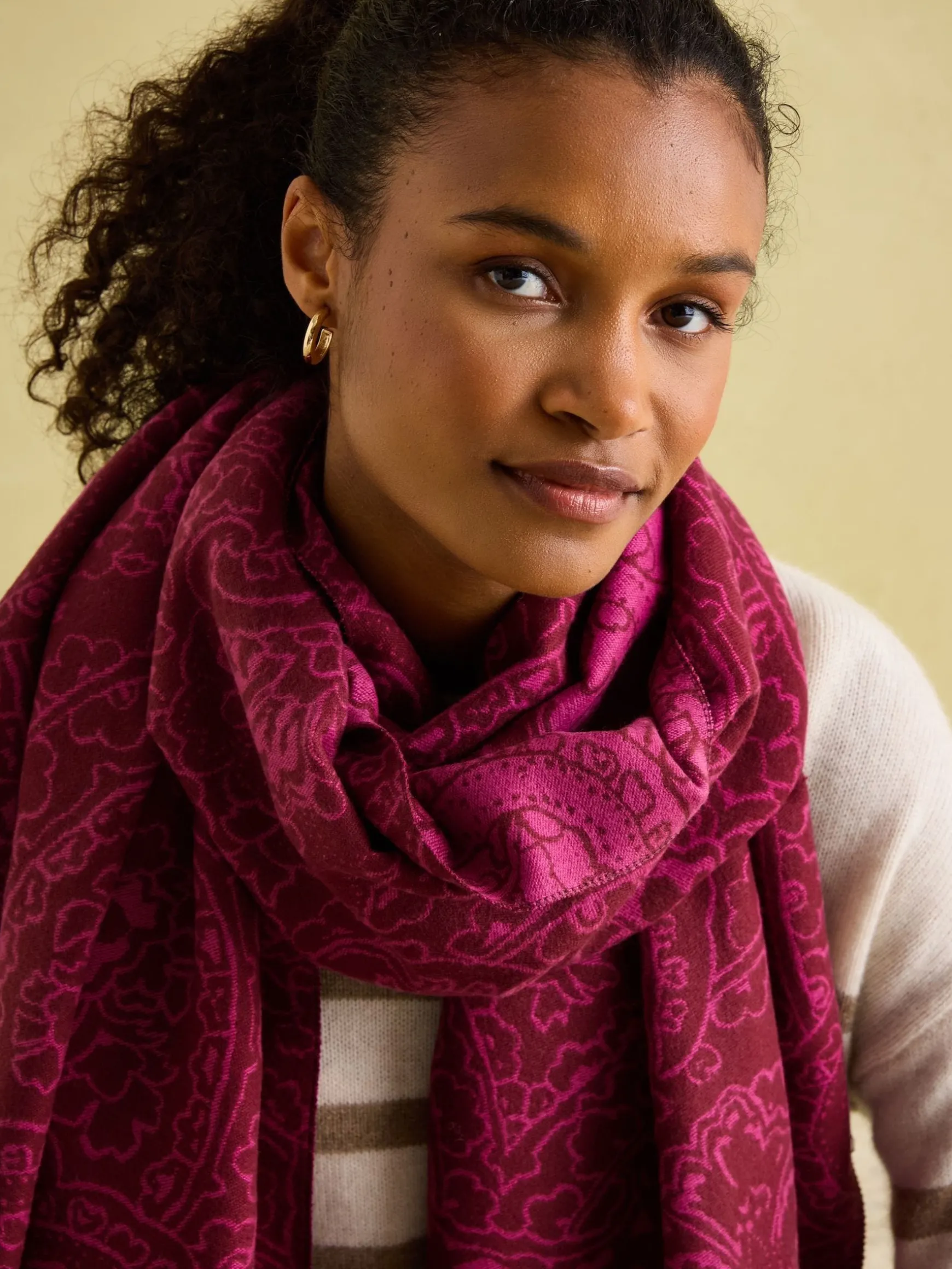 Elissa Pink & Plum Double-Sided Jacquard Scarf