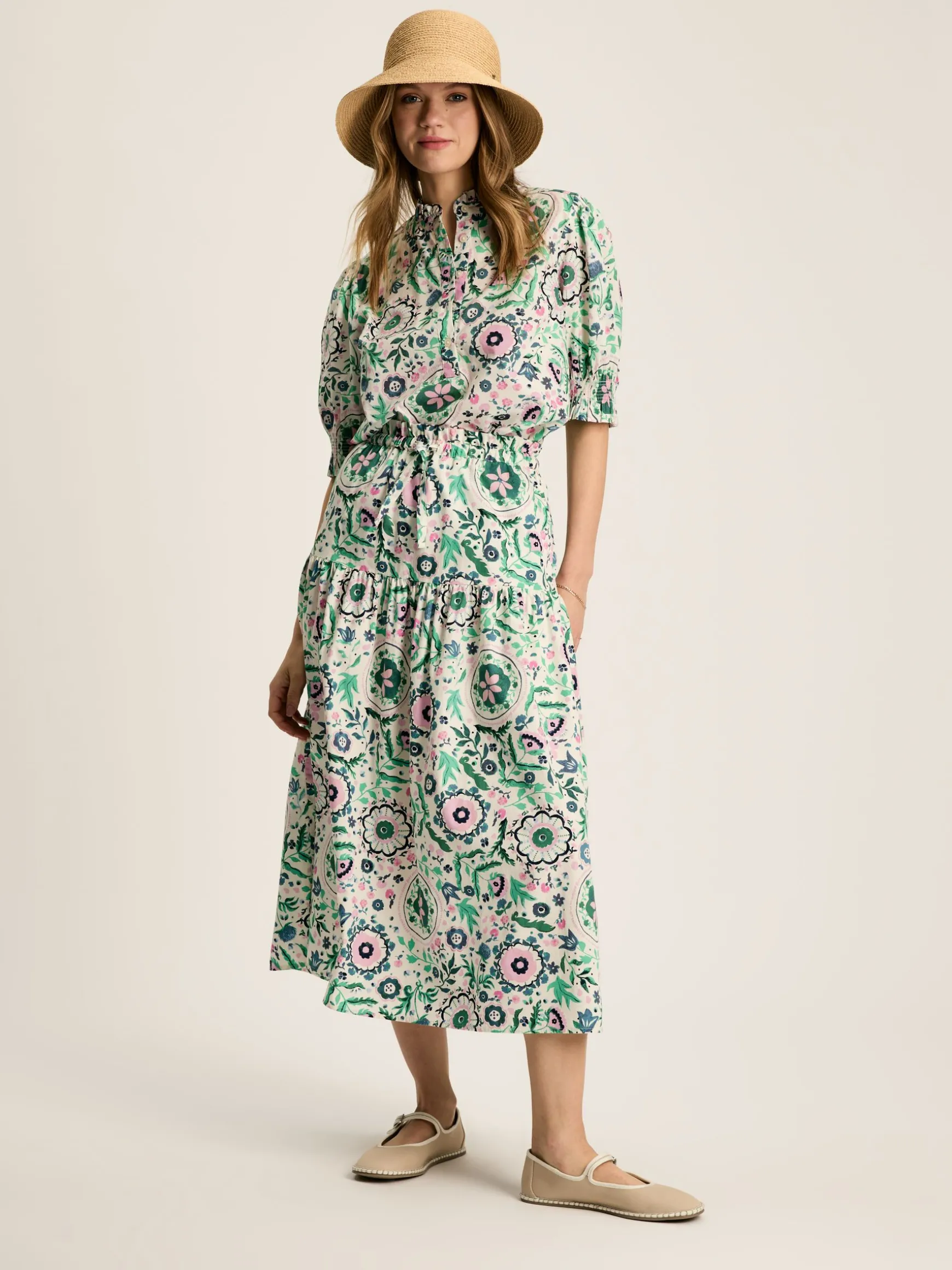 Elle Pink & Green Co-Ord Midi Skirt