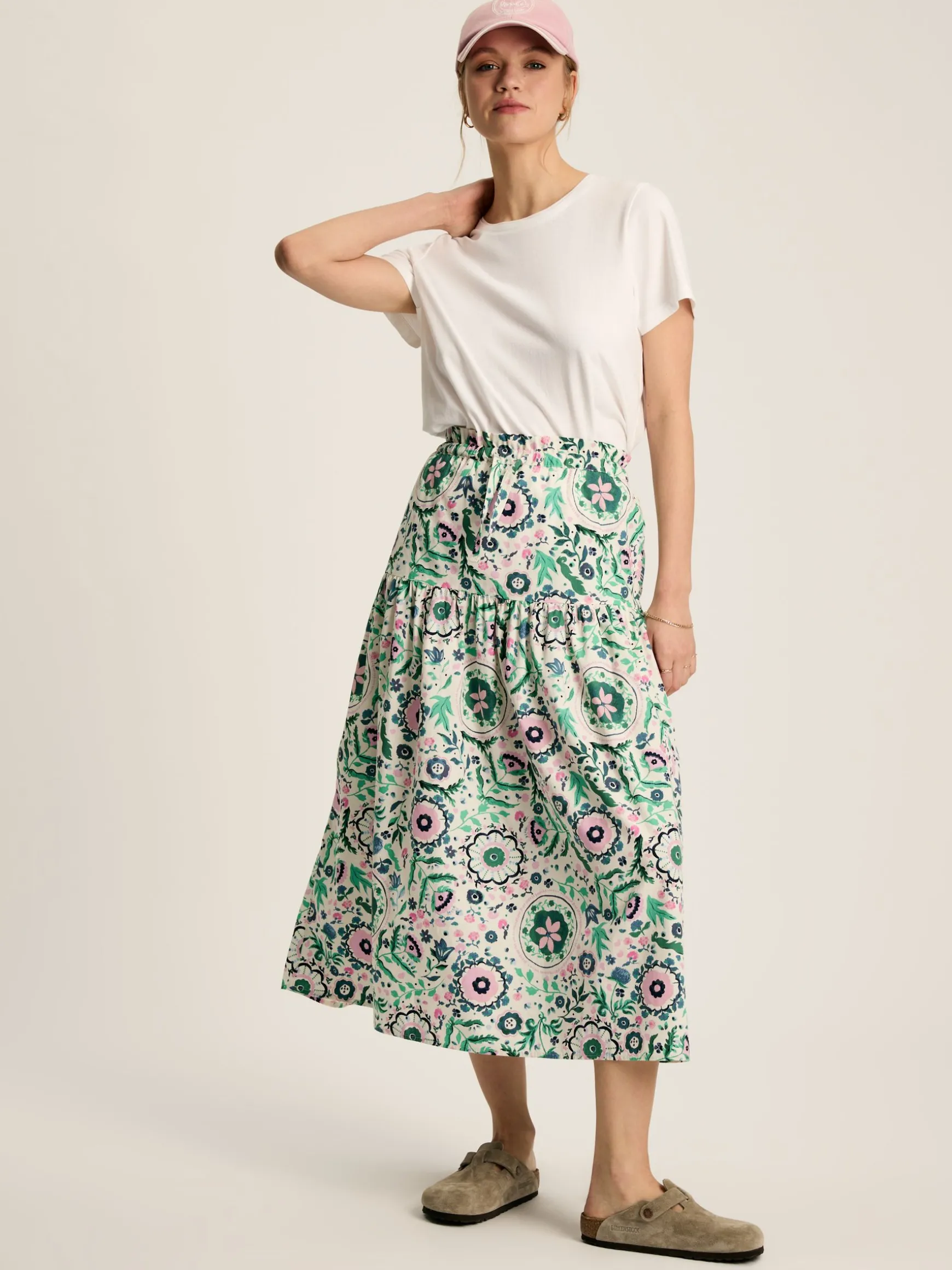 Elle Pink & Green Co-Ord Midi Skirt